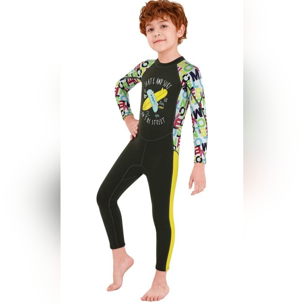 Kids Colorful Graphic Wetsuit - Size Small